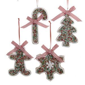Cookie Sprinkle Ornament Set 4 Snowflake Tree 5" Clay-dough Christmas Kurt Adler
